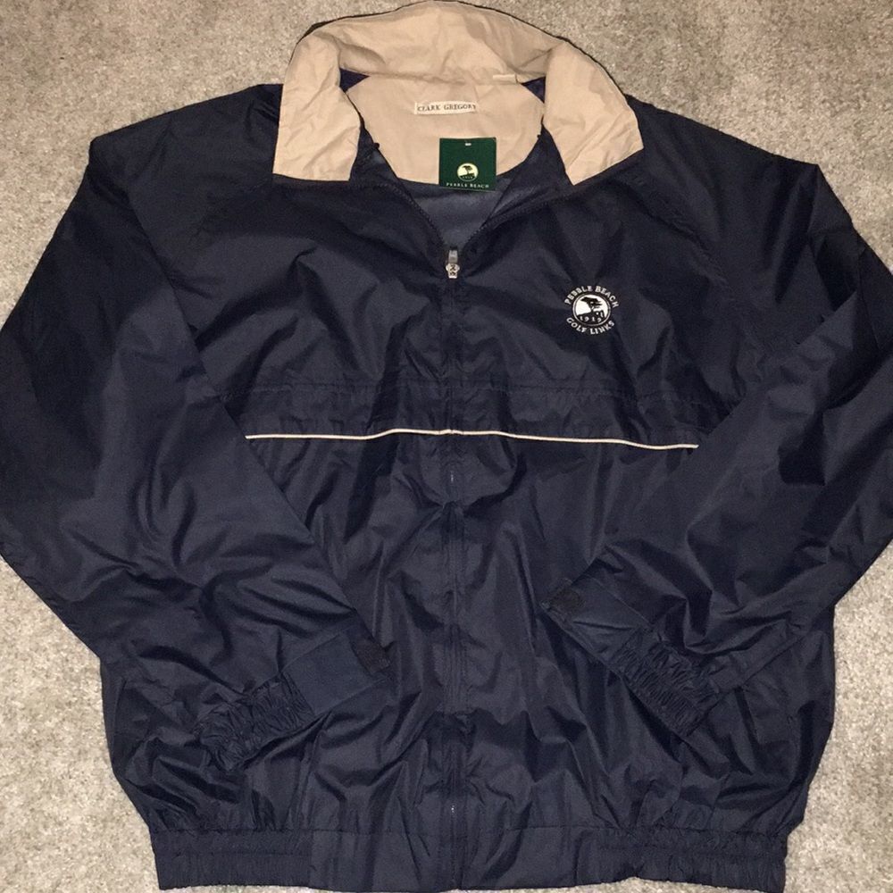 New 1919 Pebble Beach Golf links Blue Water resistant Mens Players Jacket L